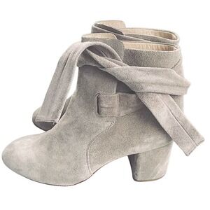 Rag & Bone Waterproof Italian Taupe Suede Tie Up‎ Heeled Ankle Boots — SZ 7 EUC